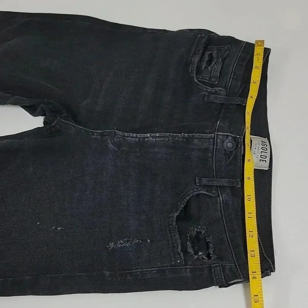 Agolde Sophie High Rise Skinny Crop Temple Washed Black Distressed Jeans REVOLVE - Picture 8 of 16